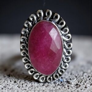 Vintage-Inspired Oval Ruby Silver Ring